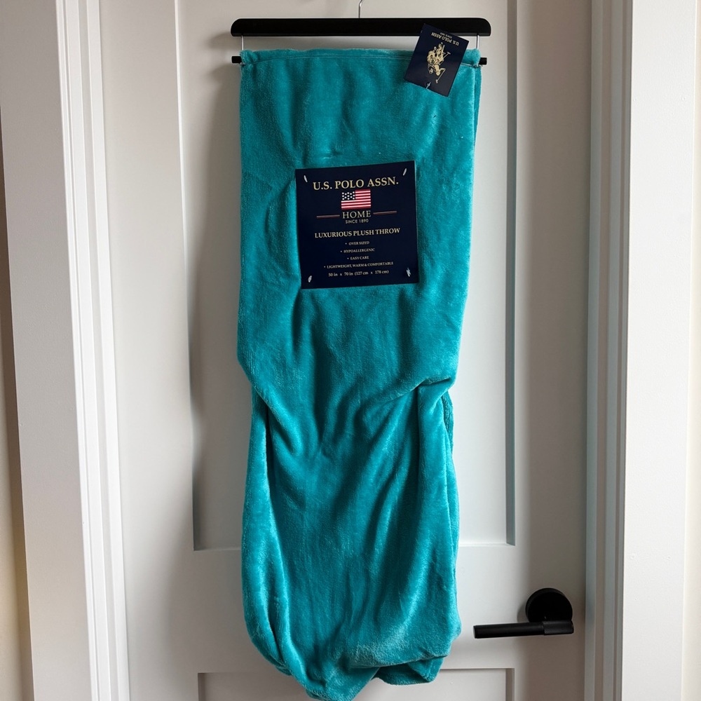 U.S. Polo Assn. Teal Throw Blanket
